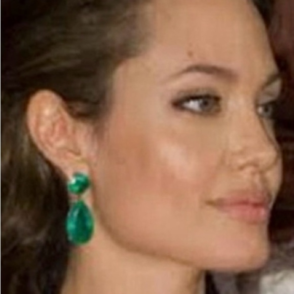 Faux Emerald Drop Earrings